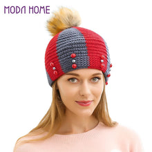 Colorful Snow Caps Striped Knitted Beanie Hat With Pom Pom Bead Hip Hop Skullies Cap TIML66 TIML66