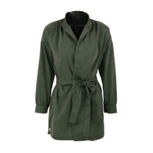 women thin parka coat rond neck long sleeve casual coat for women windbreaker top dark green TIML66