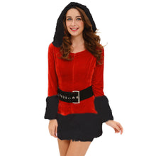 sexy women 3pcs sets hooded santa costume velvet fur waistbelt boot cover dress christmas performance uniform TIML66