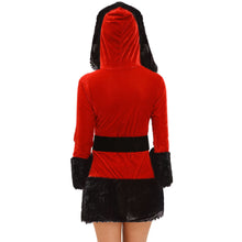 sexy women 3pcs sets hooded santa costume velvet fur waistbelt boot cover dress christmas performance uniform TIML66