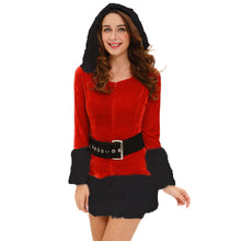 Sexy Women 3 PCS Sets Hooded Santa Costume Velvet Fur WaistbeltBoot CoverDress Christmas Performance Uniform TIML66 TIML66