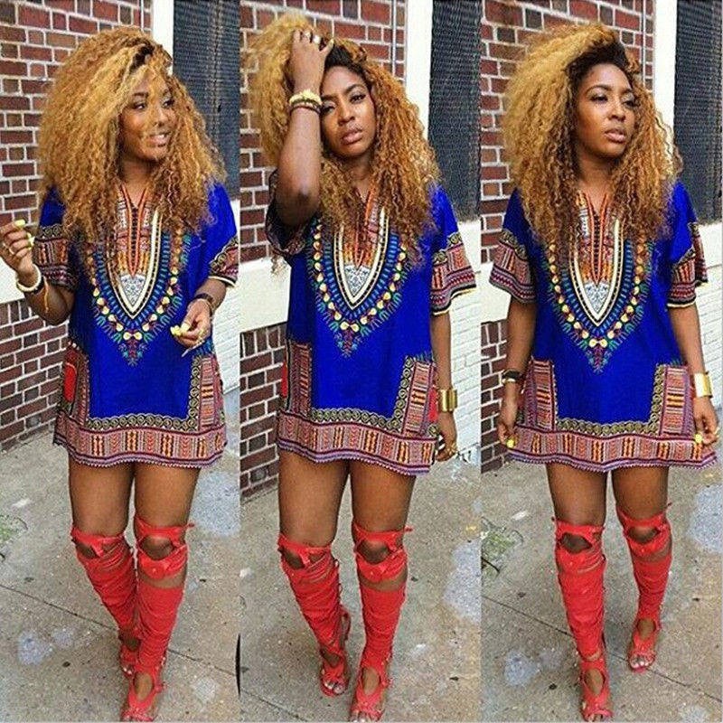 women african festival dashiki shirt kaftan boho hippe gypsy festival tops party dress TIML66