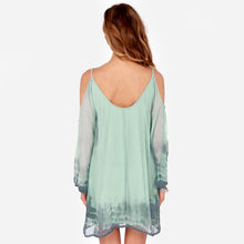 women beach dress loose deep v neck long sleeve dresses vestidos novelty spaghetti strap chiffon party dresses TIML66
