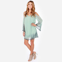 women beach dress loose deep v neck long sleeve dresses vestidos novelty spaghetti strap chiffon party dresses TIML66