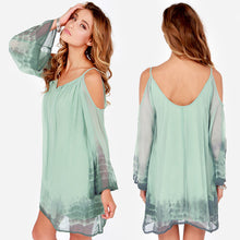 women beach dress loose deep v neck long sleeve dresses vestidos novelty spaghetti strap chiffon party dresses TIML66