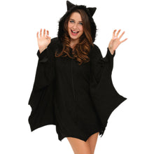 Women Halloween Bat Costume Dress Hooded Zipper Long Sleeve CosPlay Sexy Adult Uniform Mini Dress Black Deguisement Adultes TIML66 TIML66