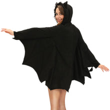 Women Halloween Bat Costume Dress Hooded Zipper Long Sleeve CosPlay Sexy Adult Uniform Mini Dress Black Deguisement Adultes TIML66 TIML66