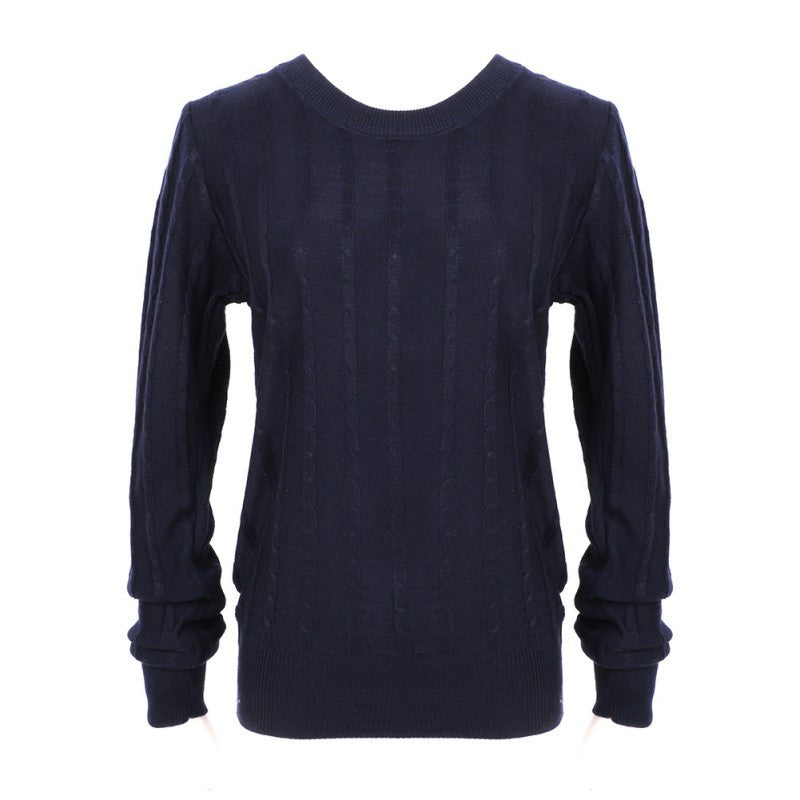 Women Lady Long Sleeve Round Neck Twisted Knit Sweater Pullover Jumper Tops TIML66