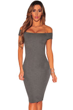 women off the shoulder dress runway charcoal crisscross back short sleeve slim bodycon dress sexy club vestidos TIML66