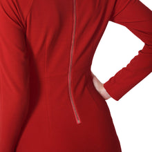 Women Plus Size Bodycon Dress Split Chain Eyelet Zip Back O Neck Long Raglan Sleeves Mini Pencil Dress Red Vestido De Festa TIML66 TIML66
