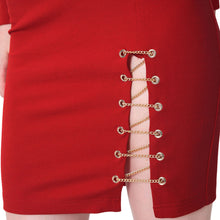 Women Plus Size Bodycon Dress Split Chain Eyelet Zip Back O Neck Long Raglan Sleeves Mini Pencil Dress Red Vestido De Festa TIML66 TIML66