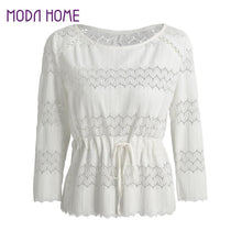women sexy backless hollow out blouse ladies white long sleeve tops scalloped hem cuff blusas femininas TIML66