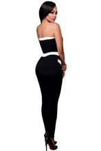 women sexy strapless bandage bodycon jumpsuit black white romper evening clubwear bodysuit combinaison femme TIML66