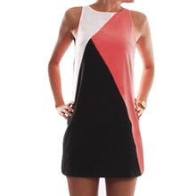 women dresscolor block casual mini dress ladies sleeveless patchwork party dresses plus size vestidos xxxxxl TIML66