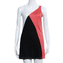 women dresscolor block casual mini dress ladies sleeveless patchwork party dresses plus size vestidos xxxxxl TIML66