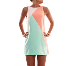 women dresscolor block casual mini dress ladies sleeveless patchwork party dresses plus size vestidos xxxxxl TIML66