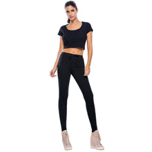 Women Two piece Top And Pants Hoodies O neck Short Sleeve Crop Top Set Slim Clothes Suit Set Crop Top And Trousers Set TIML66 TIML66
