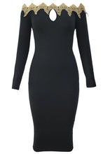 womens dress slim bodycon midi dresses sexy pencil dresses vestidos applique black off shoulder elegant lace dress TIML66