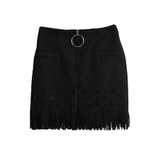 womens retro korean sexy suede pu leather skirt tassel hollow out gonna steampunk skirt zipper elegant mini skirt TIML66