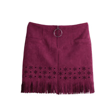 Womens Retro Korean Sexy Suede PU Leather Skirt Tassel Hollow Out Gonna Steampunk Skirt Zipper Elegant Mini Skirt TIML66 TIML66