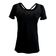 tshirt women Rhinestone O-Neck Short Sleeve T-shirt Beading Design Casual Women Tops Tee Shirt Black camisetas mujer TIML66 TIML66
