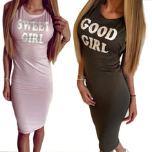 2017 Solid Sleeveless Letter Printed Dresses Streetwear Print GOOD GIRL Sheath Dress Casual Bodycon Beach Vestidos TIML66