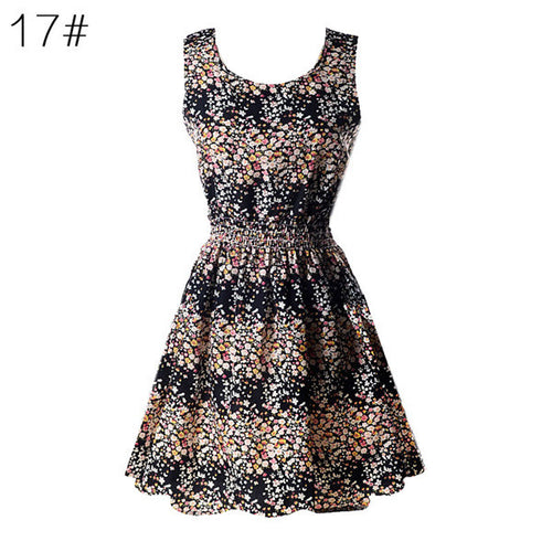 21 Colors New Sexy Women's Tank Chiffon Beach Dress Sleeveless Floral Mini Dresses M-XXL  TIML66