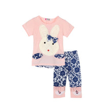 2pcs Baby Kids Girls Clothes Set Top and Short Pants Suits Cute Rabbit Cartoon Knitting Children's Clothing Set TIML66