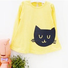 2pcs Baby Girls Cartoon Cat Long Sleeve Cotton Dress T Shirt+Pants Trousers 2-7Y  TIML66