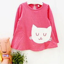 2pcs Baby Girls Cartoon Cat Long Sleeve Cotton Dress T Shirt+Pants Trousers 2-7Y  TIML66