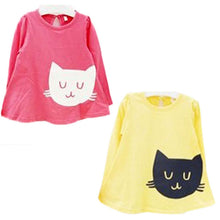 2pcs Baby Girls Cartoon Cat Long Sleeve Cotton Dress T Shirt+Pants Trousers 2-7Y  TIML66