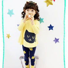 2pcs Baby Girls Cartoon Cat Long Sleeve Cotton Dress T Shirt+Pants Trousers 2-7Y  TIML66