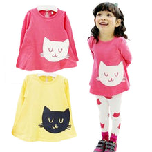 2pcs Baby Girls Cartoon Cat Long Sleeve Cotton Dress T Shirt+Pants Trousers 2-7Y  TIML66