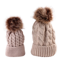 2pcs baby mother knitted cotton hat family boy girl adult cute crochet beanies fur ball kids hats forcaps TIML66