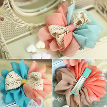 2pcs Baby Kids Hair Pin Girls Gauze Flower Bowknot Bi-color Headwear Hair Clip 2 Pattern TIML66