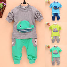 2pcss Outfits 1-4Years Kids Baby Boys Clothes Long Sleeve Whale Tops+Long Pants Clothing Sets 4 Colors TIML66