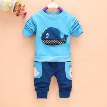 2pcss Outfits 1-4Years Kids Baby Boys Clothes Long Sleeve Whale Tops+Long Pants Clothing Sets 4 Colors TIML66