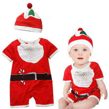 2pcss Baby Boys Girls Xmas Santa Claus Clothing Set Short Sleeve Romper Jumpsuit + Hat Outfit Clothes Sets Christmas Gifts TIML66