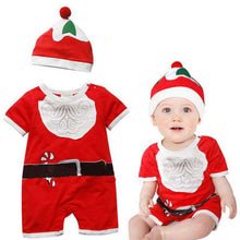 2pcs baby boys girls santa claus clothing set short sleeve romper jumpsuit hat outfit clothes sets TIML66