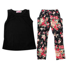 3 pieces girls baby clothing sets sleeveless shirt tops floral pants headband vogue clothes 2~7 years TIML66