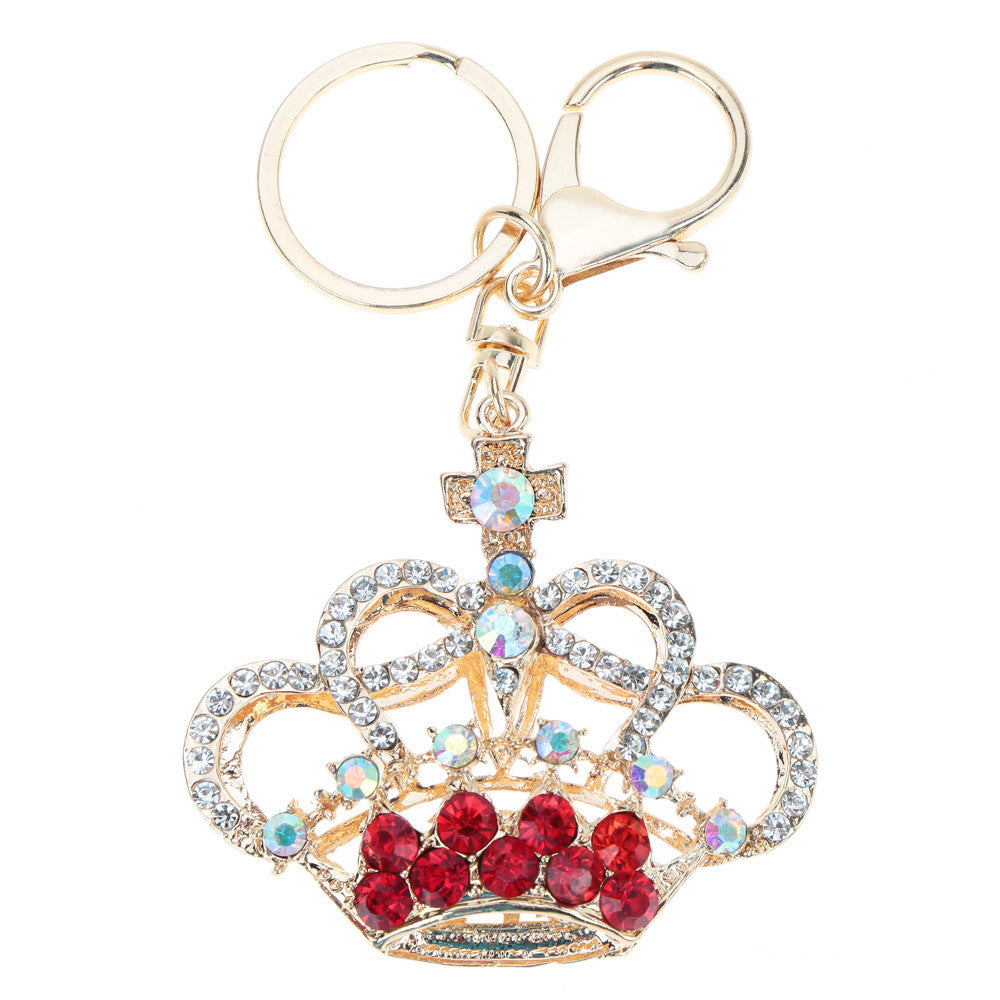 5 Color Hollow Out Rhinestone Keychain Cute Crown Pendant Car Key Ring Couple Key Chain Jewelry TIML66 TIML66