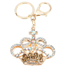 5color hollow out rhinestone keychain cute crown pendant car key ring couple key chain jewelry TIML66