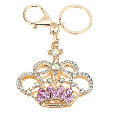 5color hollow out rhinestone keychain cute crown pendant car key ring couple key chain jewelry TIML66