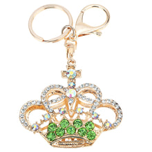 5color hollow out rhinestone keychain cute crown pendant car key ring couple key chain jewelry TIML66