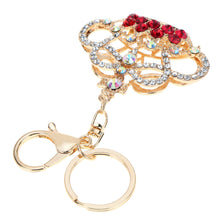 5color hollow out rhinestone keychain cute crown pendant car key ring couple key chain jewelry TIML66
