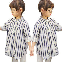 2-7Y Girls Shirts Cotton Blusa Children Stripe Shirt Kids Loose Soft Blouse Baby Girl Tops TIML66