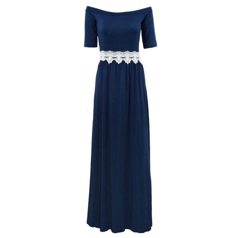 Women Maxi Dress Half Sleeve Off Shoulder Boho Long Dress Elegant Ladies Casual Party Dresses Vestidos TIML66