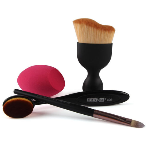 4pcs MAANGE Contour Foundation Brush Kit Makeup Brushes Cosmetic S Shape Cream Powder Blush Makeup Brush Set TIML66