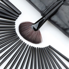 maange 32pcs cosmetic facial make up brush kit wool makeup brushes tools set with black leathercase TIML66