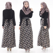 women long sleeve full length muslim kaftan islamic floral maxi dress arab jilbab wear TIML66